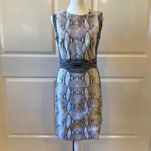 Diane Von Furstenberg Bey Snake Print Sleeveless Back Zip Fitted Sheath Dress